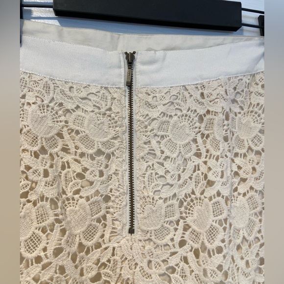 Loft Cream Cotton Ribbon Waist Floral Lace Mini Skirt Zip Lined Size 6 - Picture 6 of 10
